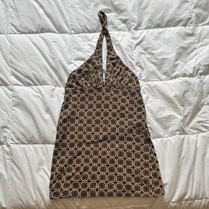 Motel Rocks Brown Halter Dress with Circle Design